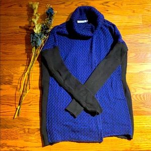 Blue and black cowl neck sweater